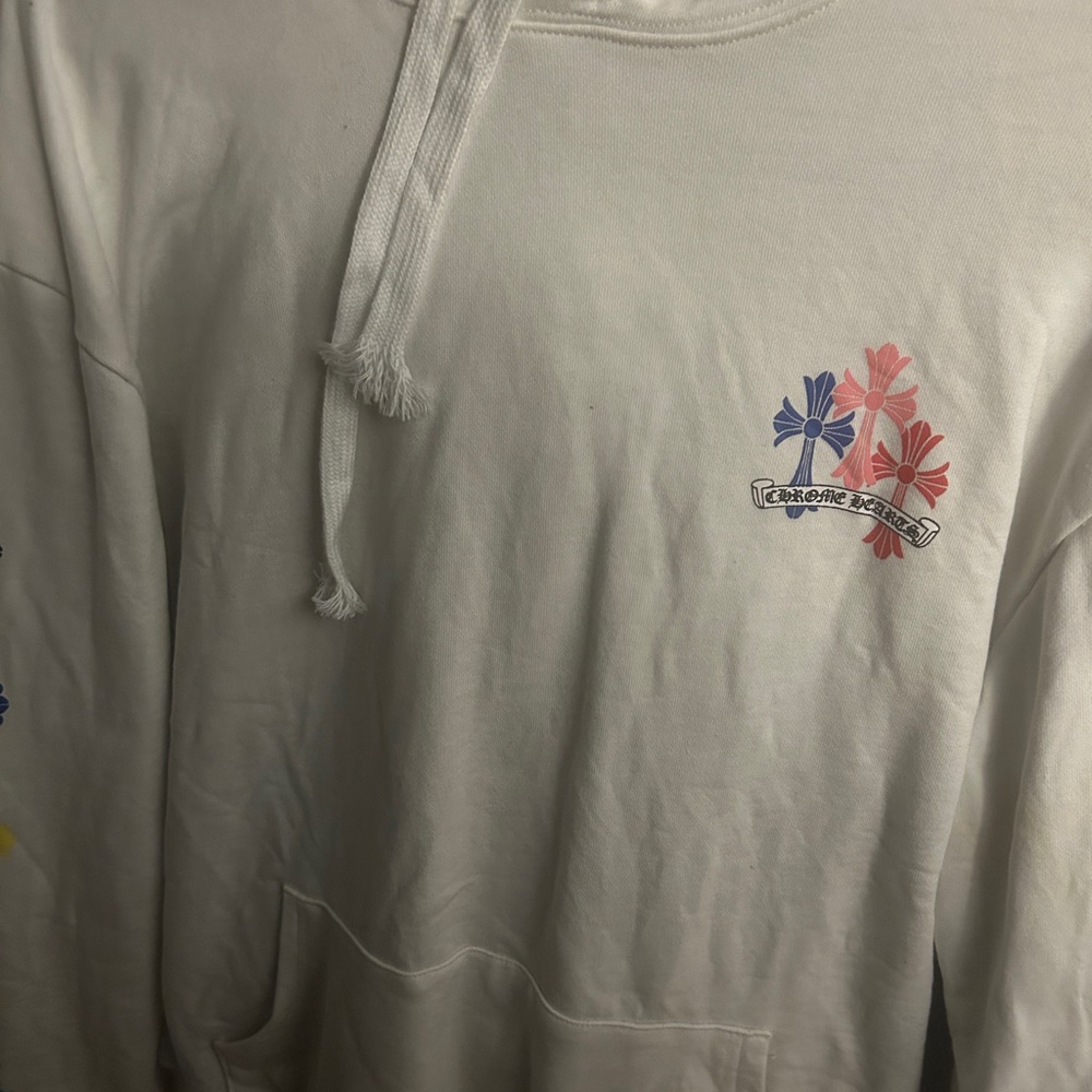 White rainbow chrome hearts hoodie